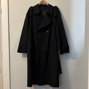 VTG Christian Dior Monsieur Classic Black Trench Coat 42R Double Lining Men’s